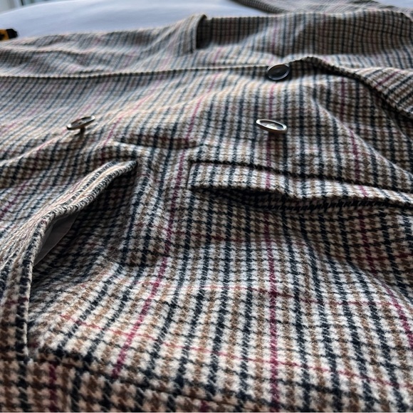 Long Plaid Checked Checkered Coat Trench Jacket Dry Cleaned Suitable For Work - Picture 6 of 16
